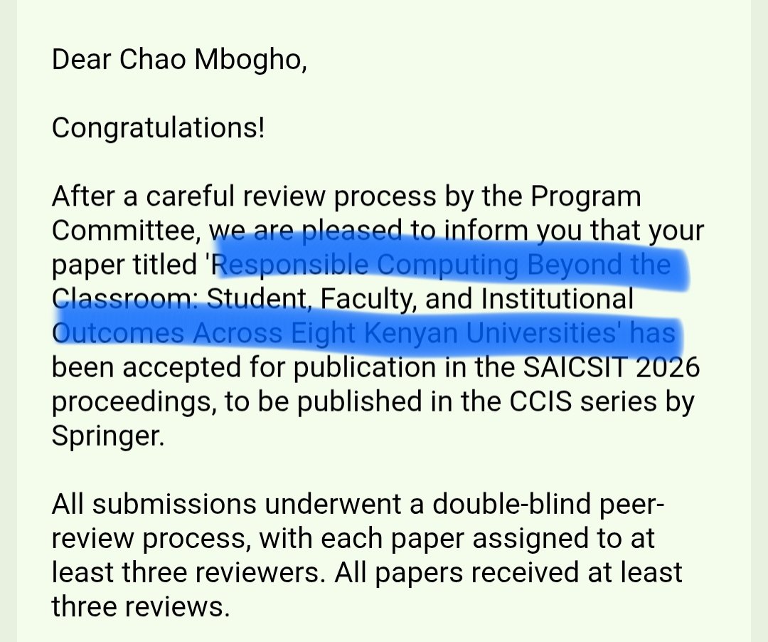 chao_mbogho's tweet photo. One of the research papers I am most proud of writing has been accepted for presentation &amp; publication at a conference I've always wanted to go to.💃🏾

Really proud of this bc I strive to constantly push the boundary of how we can evaluate learning in computing, beyond the norm. https://t.co/yT3dPbJxQF