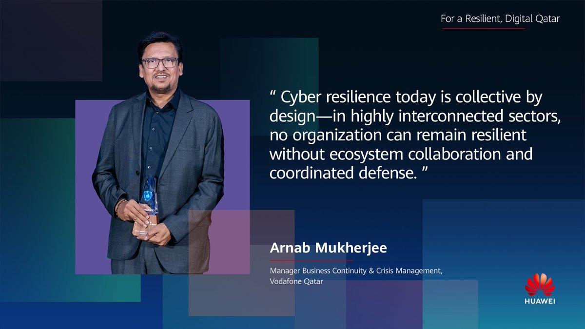 Huawei_ME's tweet photo. Voices shaping the future of cyber resilience.

At the Huawei Cybersecurity Innovation Summit Qatar, industry leaders came together to exchange insights on protecting Critical National Infrastructure, strengthening operational resilience, and advancing collaborative cybersecurity ecosystems.

From aviation and telecommunications to digital infrastructure, the discussions reflected a shared vision: cyber resilience can no longer be built in isolation — it is powered by innovation, trust, and ecosystem collaboration.

Proud to unite experts and partners in driving secure, resilient, and intelligent digital transformation across Qatar

#CyberSecurity #ZeroTrust #CyberResilience #CriticalInfrastructure #OperationalResilience #DigitalTrust #TelecomSecurity #AviationCyberSecurity #Huawei #VodafoneQatar #QatarAirways #HIAQatar #NCSAQatar #HuaweiCybersecuritSummit #Qatar