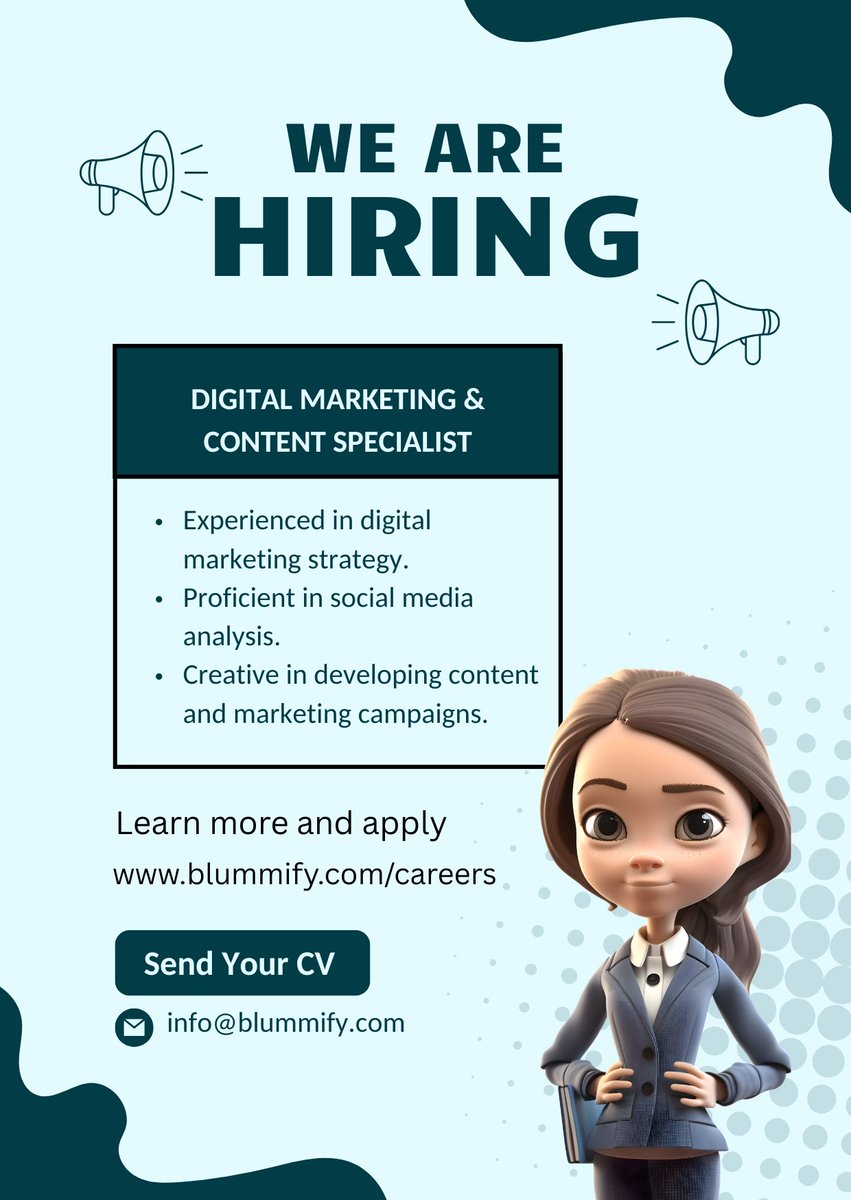 blummify's tweet photo. We’re hiring 

Blummify is looking for a Digital Marketing &amp; Content Specialist passionate about content creation, social media, and digital growth.

Apply here 👇
https://t.co/Jjqk7qutQ7

#wearehiring #digiatamarketer https://t.co/Xw2VSB69BV