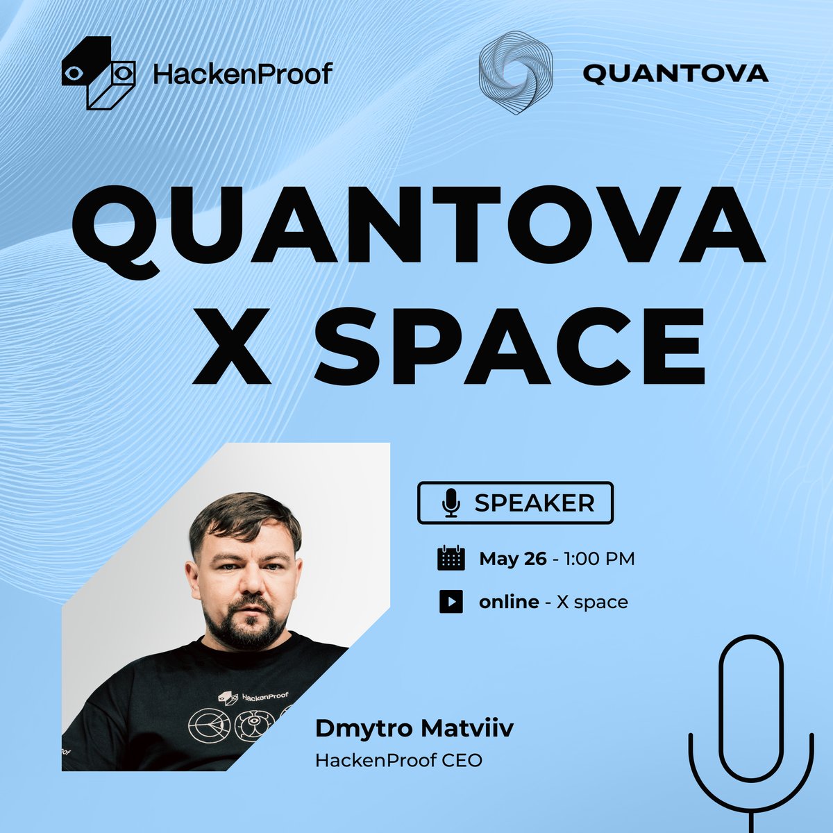 HackenProof's tweet photo. We’re joining @Quantovafnd for an upcoming X Space.

HackenProof CEO @Dmytromatviiv will join a conversation on post-quantum security, cryptographic migration, and the future of blockchain infrastructure.

📅 Date: May 26
🕐 Time: 1:00 PM UTC

Set a reminder and join us live ↓ https://t.co/v1XdWM2OYK