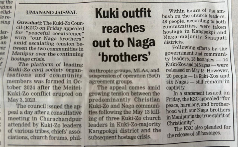 HaokipHamam's tweet photo. 𝗦𝗧𝗔𝗡𝗗𝗜𝗡𝗚 𝗧𝗢𝗚𝗘𝗧𝗛𝗘𝗥 : In this difficult time, Kuki-Zo community stands with our Naga brothers in Manipur. We choose peace, brotherhood & hope - and urge their early & safe release.
#Peace #Manipur #KukiZoAndNaga #UnityOverDivision #FreeNagaBrothers #HarmonyFirst https://t.co/LJ2FJO0nZb