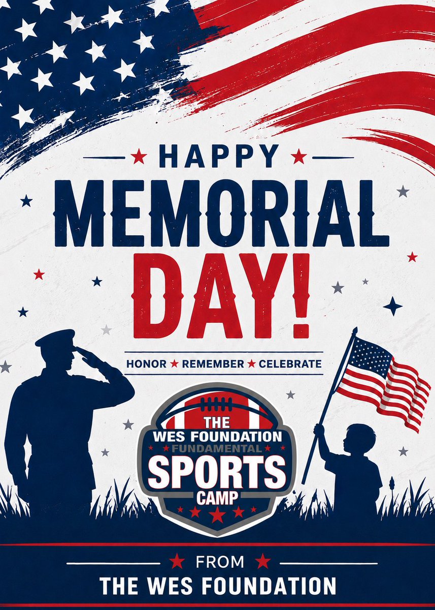 wesffc's tweet photo. Today, we honor and remember the brave men and women who made the ultimate sacrifice in service to our country. Their courage, dedication, and selflessness will never be forgotten.

#MemorialDay #HonorAndRemember #thewesfoundation #SuccessBeyondAthletics https://t.co/sr6ZaNSUHD