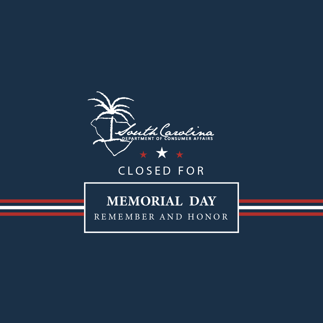 SCDCA's tweet photo. SCDCA offices will be closed for Memorial Day and will reopen Tuesday, May 26 at 8:30 AM.
You can access our resources at https://t.co/ruukhrEWzH

#memorialday #officeclosure #scdca https://t.co/T08CJC5xZs