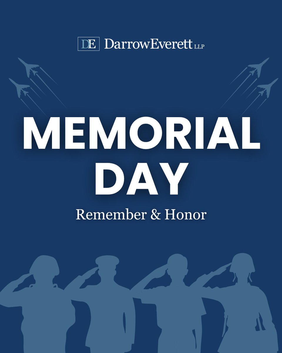 DarrowEverett's tweet photo. All of us at DarrowEverett extend our gratitude toward the brave men and women who lost their lives fighting for our nation's freedom. May they rest with honor and dignity. https://t.co/TYuG0Z2aq8