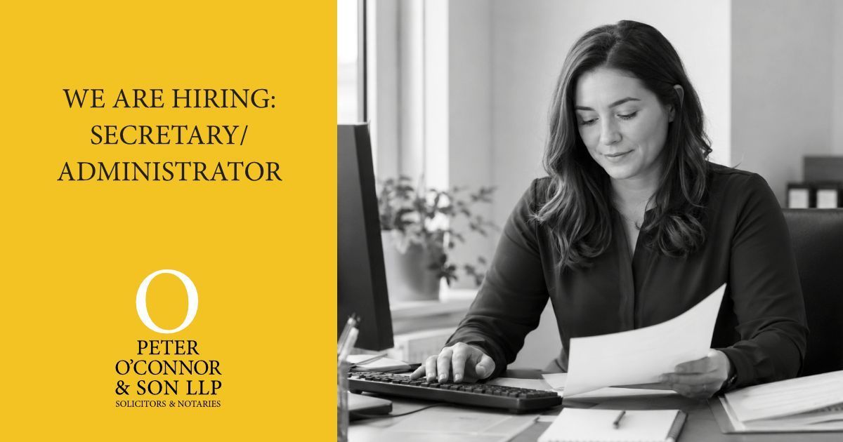 PeterOCSolicit's tweet photo. We are currently seeking a Secretary/Administrator to join our team in Waterford. 

If you have strong administrative skills, attention to detail, and enjoy working with people, we would love to hear from you.

Apply now https://t.co/uZKg2EOCmr https://t.co/gVVAArpZXV