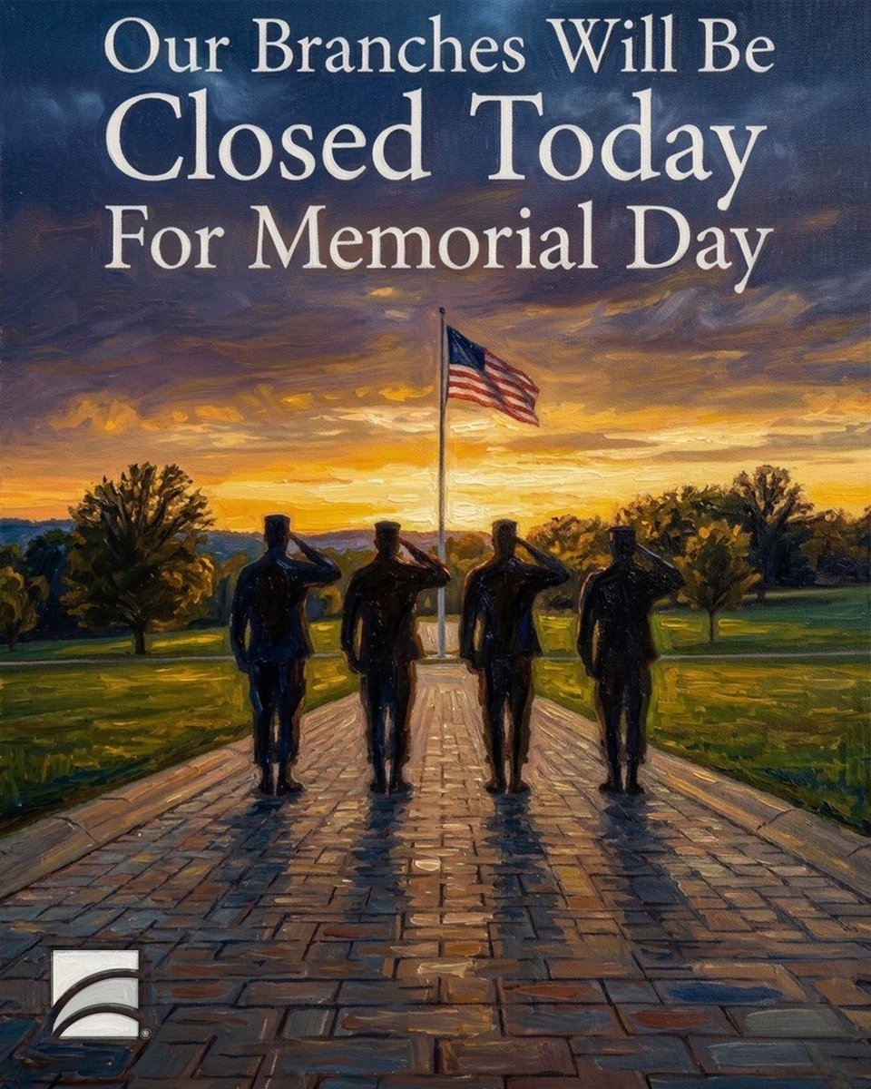 usffcu's tweet photo. Today, all USF Credit Union branches are closed in observance of Memorial Day. 🇺🇸

You can still access your accounts anytime through Digital Banking and our ATMs. https://t.co/OuX7C8ulUU
