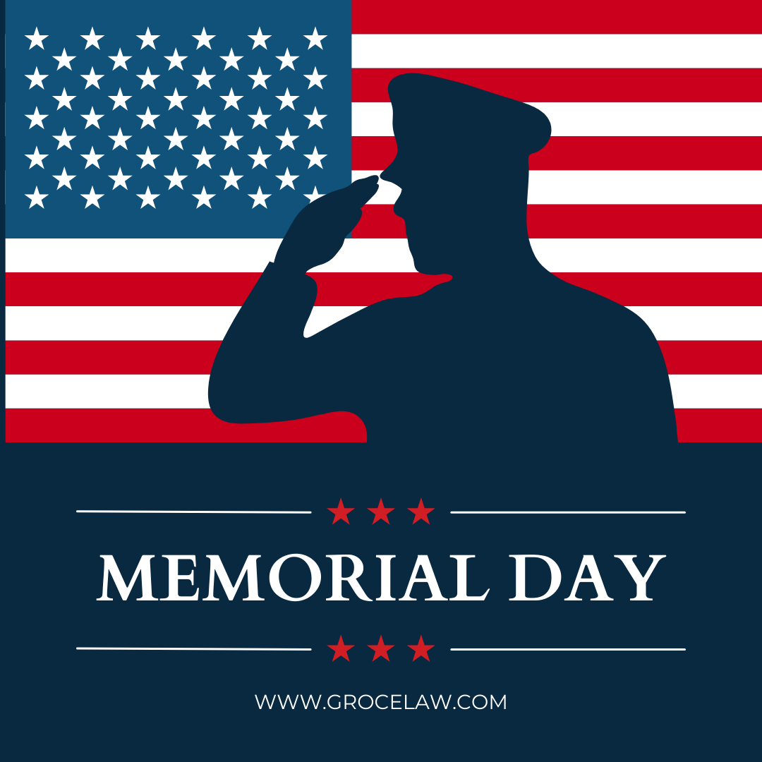 GroceLawFirmLtd's tweet photo. This Memorial Day, we pause to remember and honor the brave men and women who gave their lives in service to our country. Their sacrifice protects the freedoms we value every day. Groce Law Firm, Ltd. joins our community in expressing gratitude and remembrance. https://t.co/fF2LbBFpez