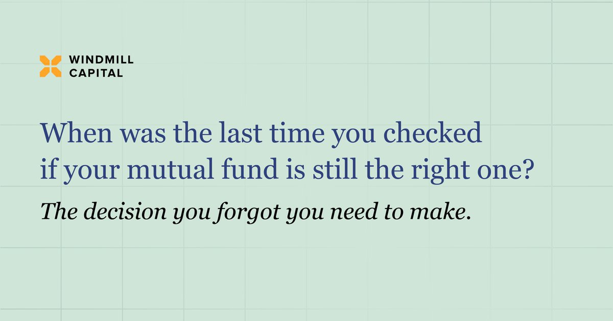 windmillcapHQ's tweet photo. Every mutual fund investment is actually two decisions.
The first: which fund to buy. You research, compare, and choose.

The second: whether to still own it, three years later.
The first feels like a decision. The second feels like nothing, which is exactly the problem. https://t.co/bKSaTBqswm