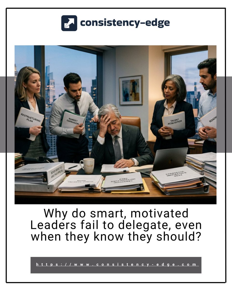 bradjhenderson's tweet photo. Smart leaders know they should delegate, yet still hold on—often out of a need for control, not efficiency. True delegation means transferring ownership, not just tasks. Ready to let your team step up? Read more:  https://t.co/k87IHv48lU https://t.co/RjOdZVETSK