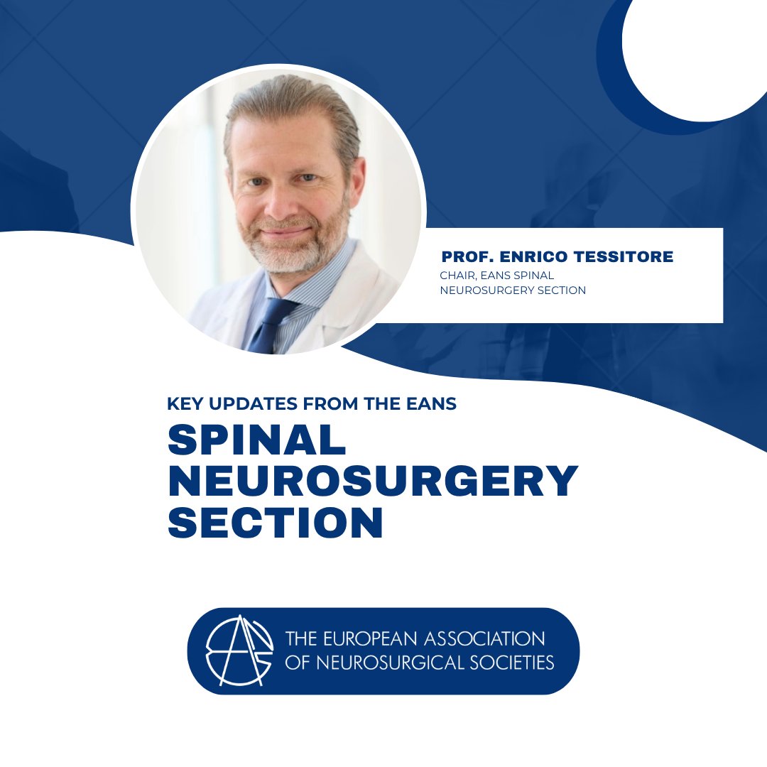 EANSonline50's tweet photo. 🚨 EANS Spinal Neurosurgery Section – Updates

The EANS Spinal Neurosurgery Section, led by Prof. Enrico Tessitore (Chair), continues to advance spinal neurosurgery through education, research, and collaboration.

The section is expanding its webinar programme on major spine topics and strengthening its collaboration with EUROSPINE. 

Multicentre research projects are ongoing, alongside developments in observerships, mentorship programmes, and criteria for accredited spine centres.

Advanced spine courses are also being refined with a more case-based approach, with upcoming sessions planned across Europe.

Learn More - 🔗 https://t.co/tJqi8r8O4u

#EANS #EANSonline #Neurosurgery #Spinal #Updates
