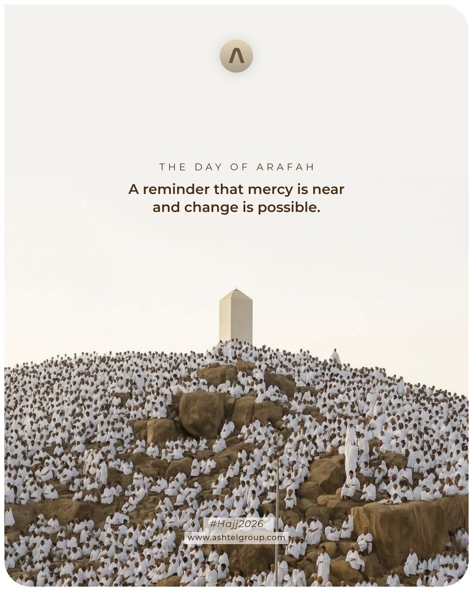 ashtelgroup's tweet photo. May this holy Day of Arafah bring you closer to divine mercy and inspire a fresh start filled with hope, confidence, and endless blessings.
.
.
.
#Ashtel #ArafahDay #Togetherness #DayOfArafah #BlessedDay https://t.co/DOPIUfs5dz