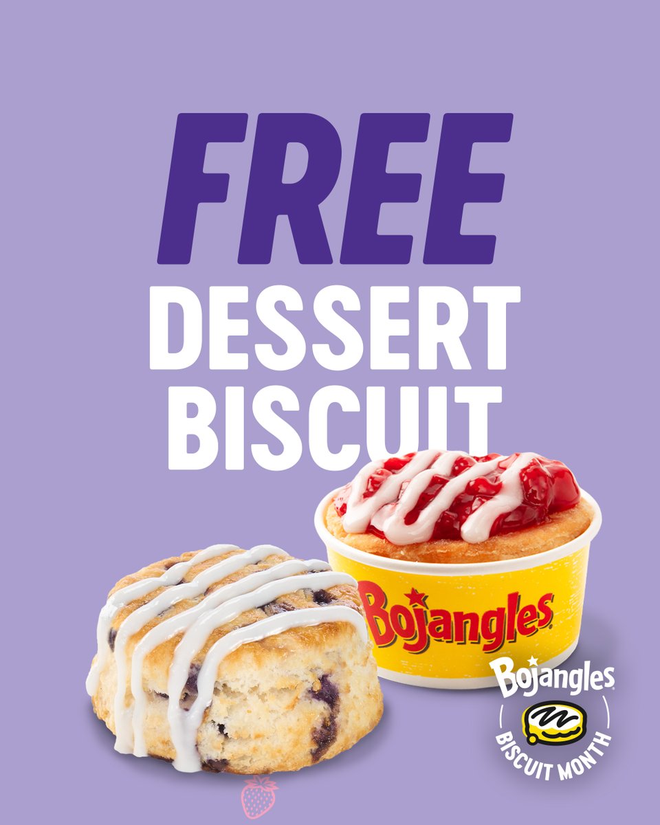 Bojangles's tweet photo. Ending Biscuit Month with a bang! Get a free biscuit dessert with purchase! Use code SWEETBISCUIT https://t.co/WbpR5CgrSX