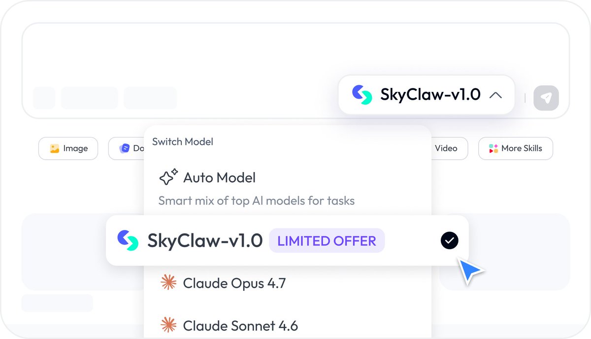 Skywork is now powered by SkyClaw-v1.0.  

Our own agent model—built for tool use and multi-turn exe...