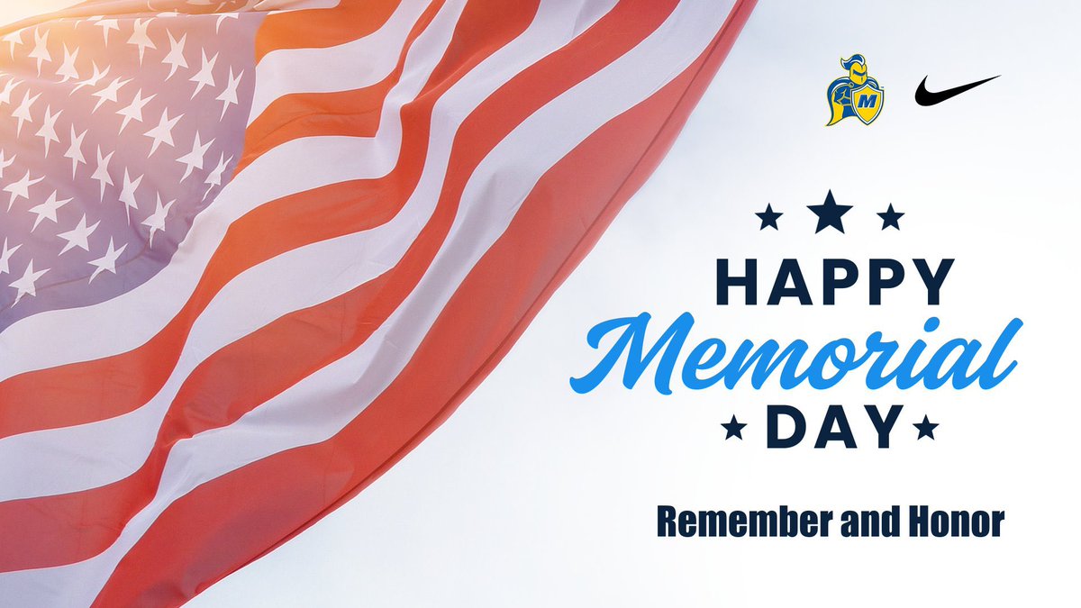 MUCrusadersFB's tweet photo. Home of the free, because of the brave. Today we remember and honor them all. 🇺🇸 #MemorialDay #GoCRU🟡🔵🏈#MUFootball https://t.co/BYPti0gEZq