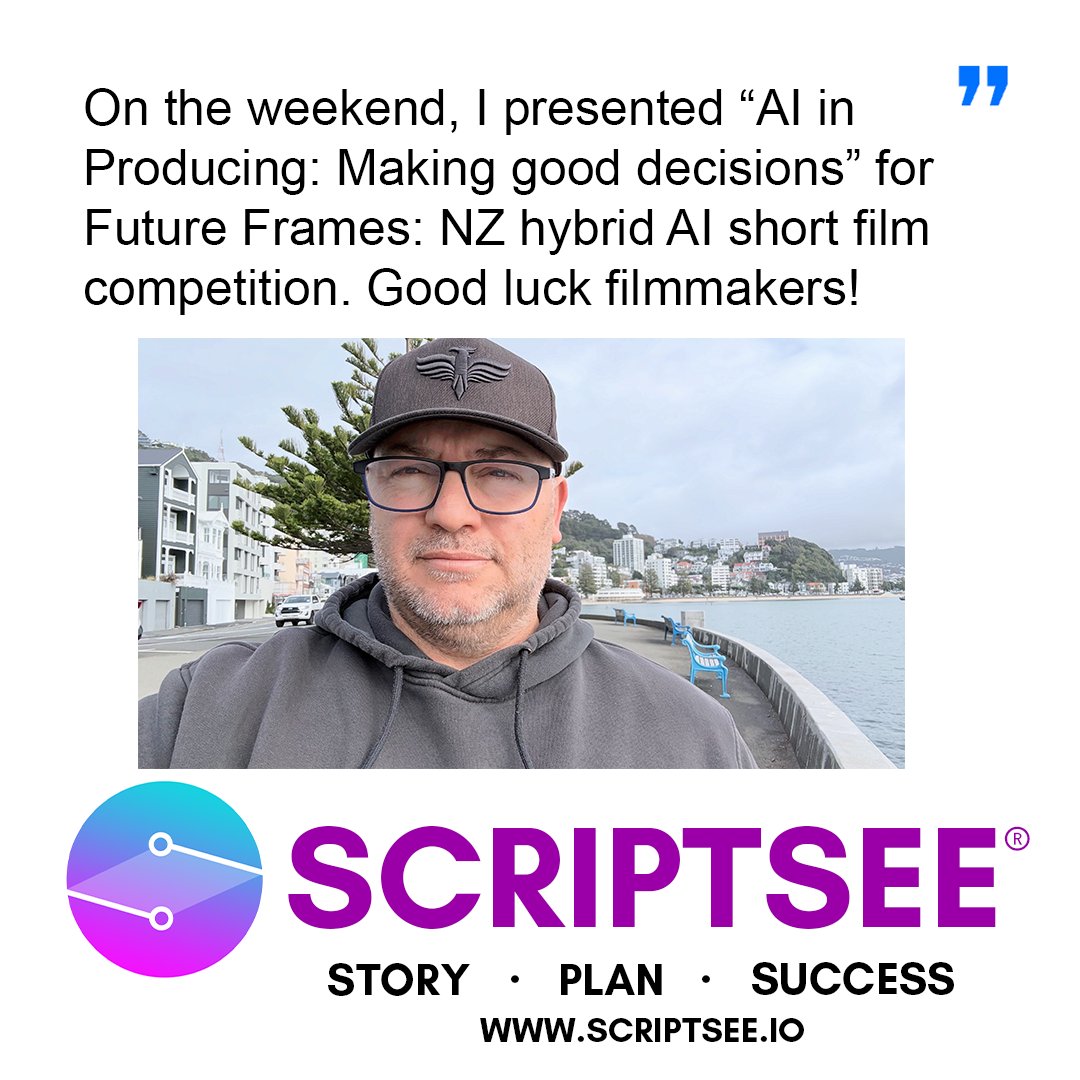 scriptsee_io's tweet photo. Completed another talk on the weekend for Future Frames: NZ, a hybrid AI short film competition. Producers/Writers hit me up for your Scriptsee flexi-credit discount and good luck!

https://t.co/symVoSRkD5
https://t.co/6mhHpQNpHM

#Scriptsee #ScriptAnalysis #Film #TV #SMSG #Wellington