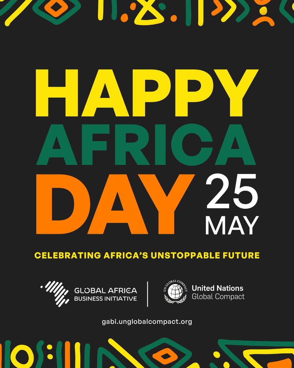 GlobalAfricaBiz's tweet photo. 🌍 One continent. Infinite possibilities. 

Happy Africa Day from GABI. Here's to an unstoppable future, built together.

#AfricaDay #GABI #UnstoppableAfrica UN @globalcompact https://t.co/HBEnQ1rorw