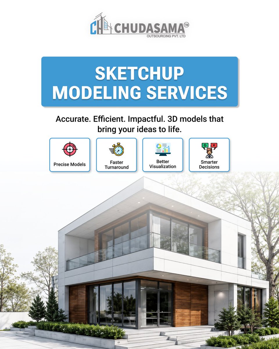chcadd's tweet photo. Turn concepts into stunning 3D visuals with SketchUp Modeling Services by Chudasama Outsourcing 🏡

✨ Accurate, detailed &amp; presentation-ready models for AEC projects. 

📩 Contact us - https://t.co/X9I5av6V3w

#SketchUpModeling #SketchUp #3DModeling #Architecture #Construction https://t.co/e7tajDhrpO