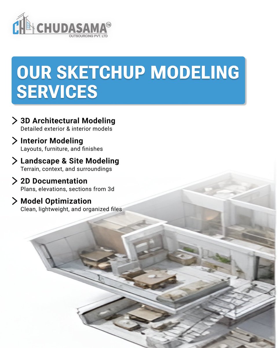 chcadd's tweet photo. Turn concepts into stunning 3D visuals with SketchUp Modeling Services by Chudasama Outsourcing 🏡

✨ Accurate, detailed &amp; presentation-ready models for AEC projects. 

📩 Contact us - https://t.co/X9I5av6V3w

#SketchUpModeling #SketchUp #3DModeling #Architecture #Construction https://t.co/e7tajDhrpO