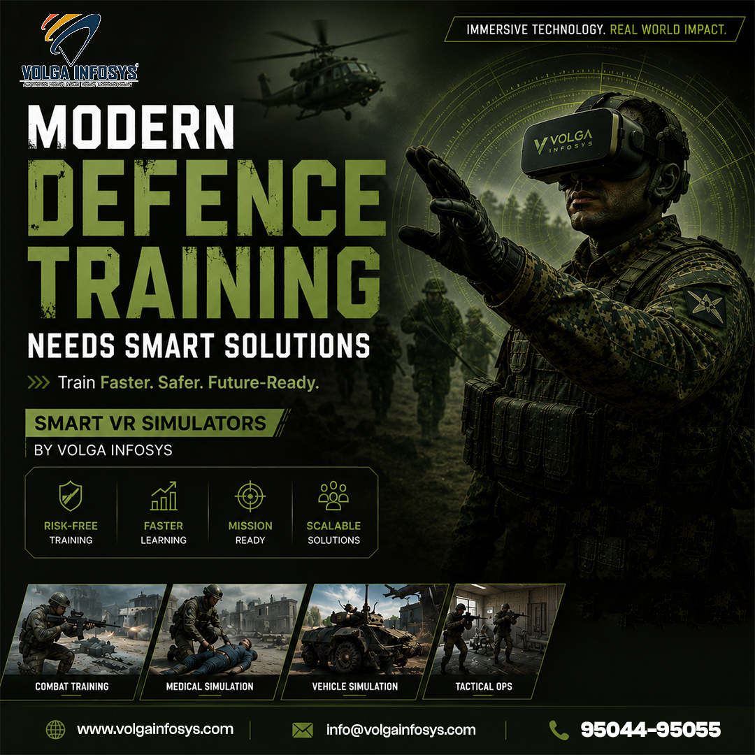 volgainfosys's tweet photo. Modern defence forces need smarter, safer, and more efficient training methods.
At Volga Infosys, we develop advanced VR defence simulators that help military personnel train in realistic virtual environments
#VRDefenceTraining #DefenceSimulation #MilitaryVR https://t.co/YoBTzjo4IU