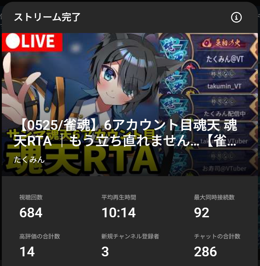 たくみん【VTuber/5アカウント魂天/魂天解説/ジャンナビ公認