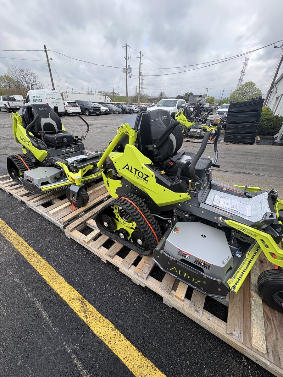 gc_duke's tweet photo. The season is now in full swing at G.C. Duke! 

The TFX from @altozpower is built for demanding terrain where performance, traction, and operator safety matter most.

Three units are headed to @lawnmowerhosp in Edmonton for a customer in Lethbridge, ready to make an immediate impact! With unmatched traction and durability, these tracked zero-turn mowers are built to handle tough conditions with ease.

If you'd like to learn more about Altoz or book a demo, click the link below!

https://t.co/0GoaNGW5V9