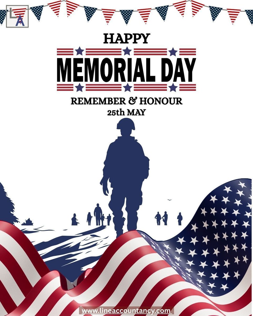 LineAccountancy's tweet photo. Today, we remember and honor those who gave their lives in service to the nation. Wishing everyone a respectful Memorial Day.🌟 
#MemorialDay #InRemembrance #BusinessWithRespect #ProfessionalBookkeeping #USAHolidays https://t.co/E23S0Qk01D