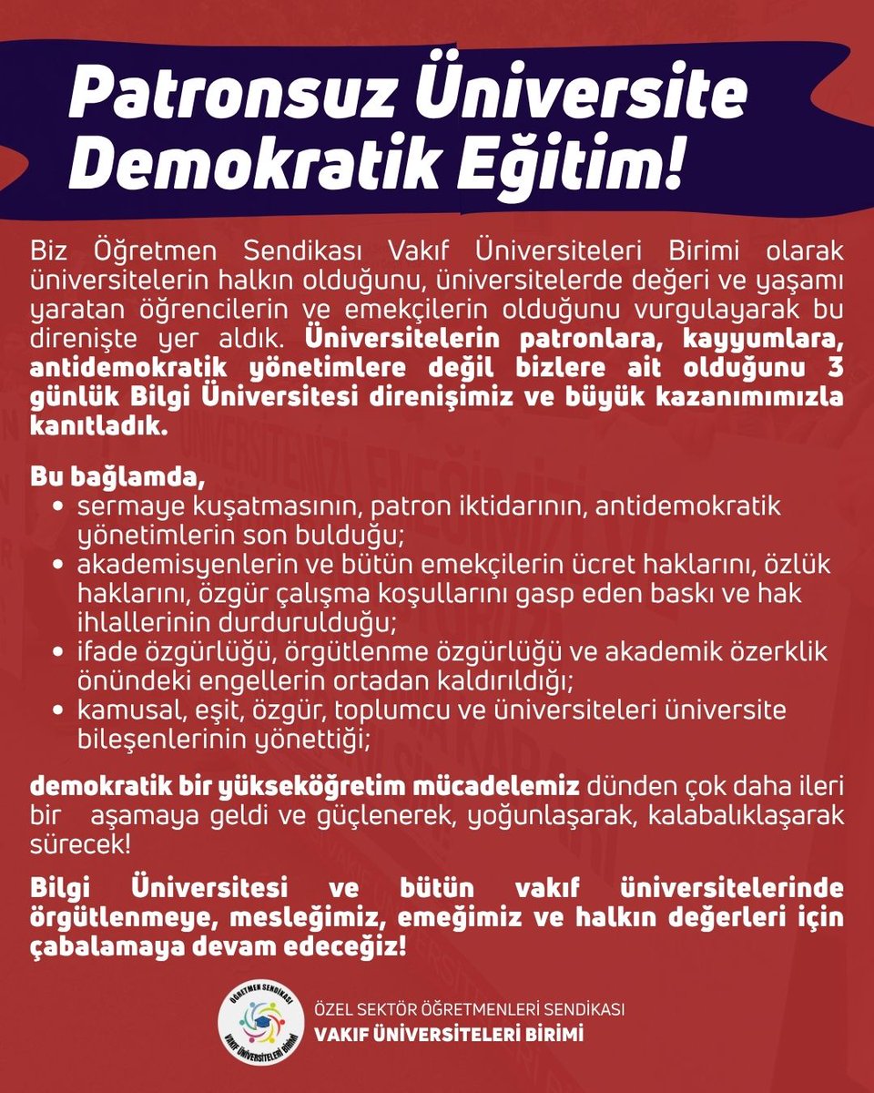 Öğretmen Sendikası | Vakıf Üniversiteleri tweet media