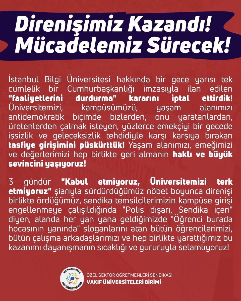 Öğretmen Sendikası | Vakıf Üniversiteleri tweet media
