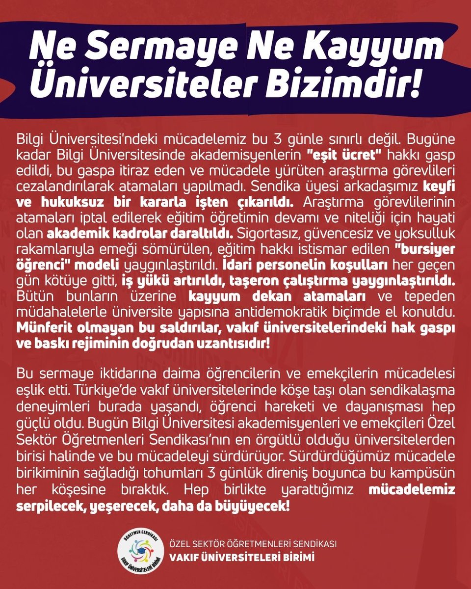 Öğretmen Sendikası | Vakıf Üniversiteleri tweet media