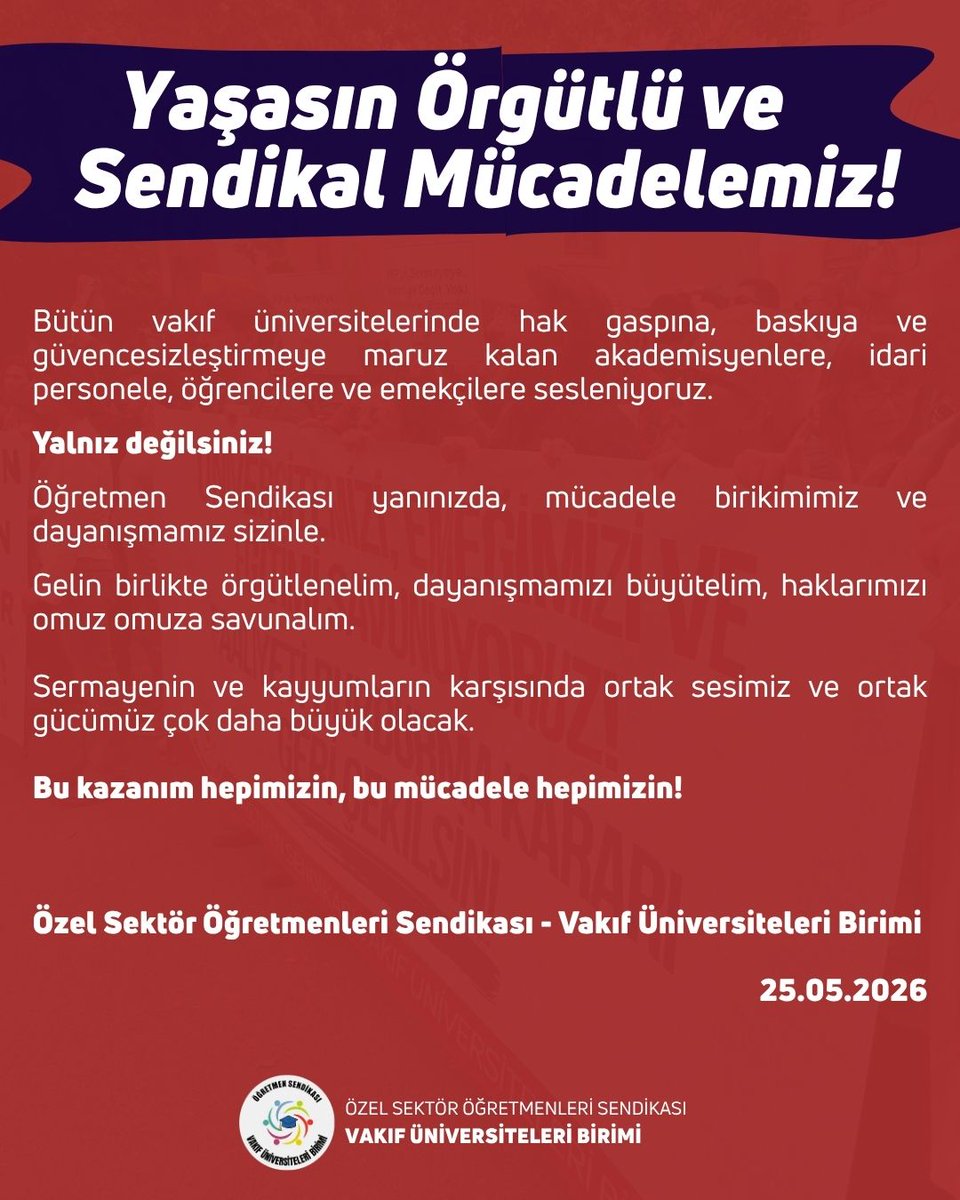 Öğretmen Sendikası | Vakıf Üniversiteleri tweet media