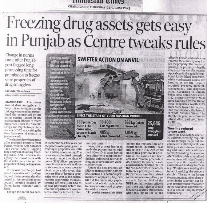 gurleen_2's tweet photo. Union Government is all set to tighten the noose
around drug smugglers in Punjab as it has streamlined the centralized online portal for law enforcement officials to freeze properties under the NDPS Act.

#NDPSAct https://t.co/vcyJfM6LX6
