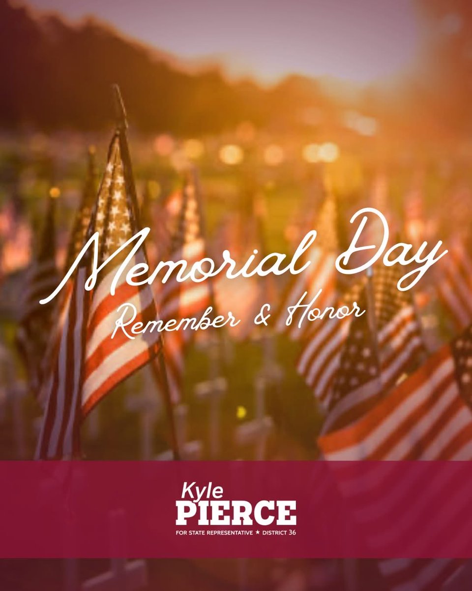 PierceForIN's tweet photo. On this Memorial Day, we remember and honor the heroes who gave their lives in service to our nation. Their bravery, sacrifice, and unwavering commitment to protecting our freedoms will never be forgotten 🇺🇸 https://t.co/YWhafPDOaj