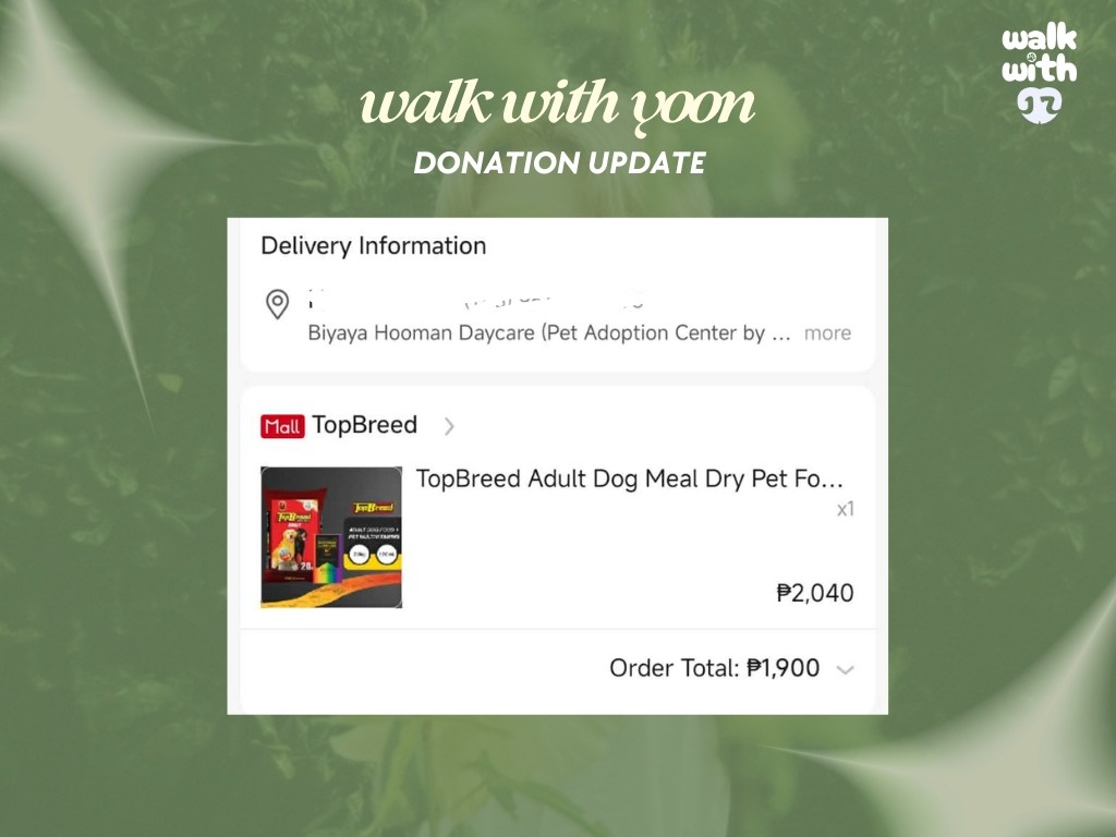 walkwith17's tweet photo. walk with yoon 👣🐾 

first purchase for our furry friends!
—adult dog food (20kg)
—multivitamins

thank you our lovely donors! 💚💚

we are still open for donations, visit: https://t.co/G7vDyUstlr

#WalkWithYoon #정한 #JEONGHAN
#세븐틴 #SEVENTEEN #SVT https://t.co/373DKfbuPl