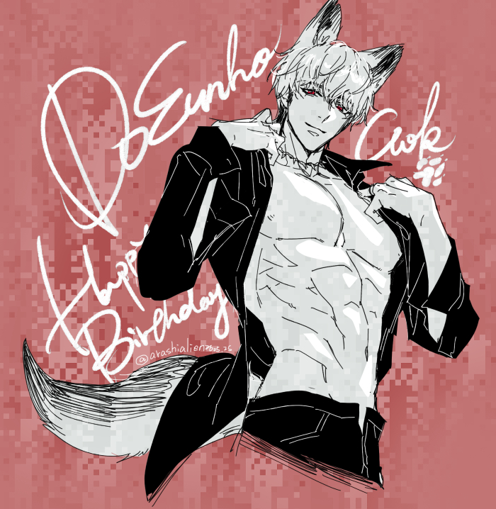arashialien's tweet photo. 銀虎生日快樂~
昨天的耳朵尾巴太讚了~再搭配很喜歡“魔咒”衣服眼罩~
如果他穿那套跟噗哩求婚，買不到戒指的氣憤會平息真的會原諒他🤣
祝冷狼王身體健康!!
#PLAVE #DOEUNHO https://t.co/aWTaUvj7sO
