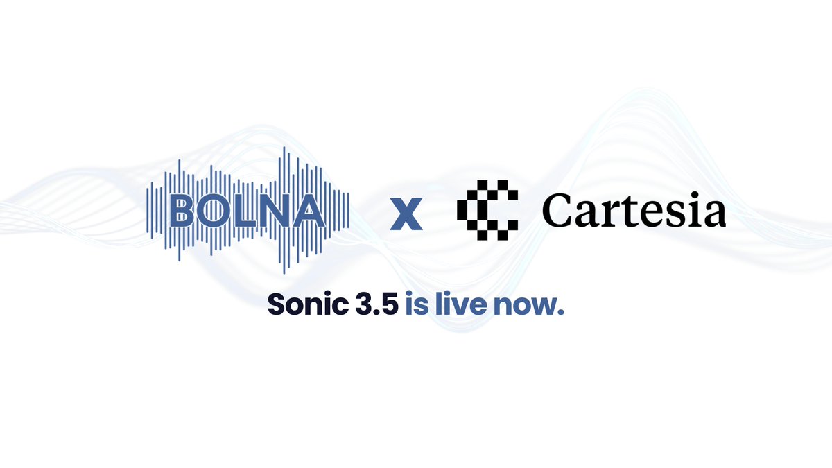 bolna_dev's tweet photo. New drop: @cartesia's latest TTS model, Sonic 3.5 is now available on @bolna_dev.

This latest ship from Cartesia is noticeably faster, more expressive, and better at handling real conversations.

Best part: We're picking up the tab for you. All Sonic-3.5 calls are free for new and pay-as-you-go users through the end of the month.

Plug it in your voice AI agents and show us what you build.