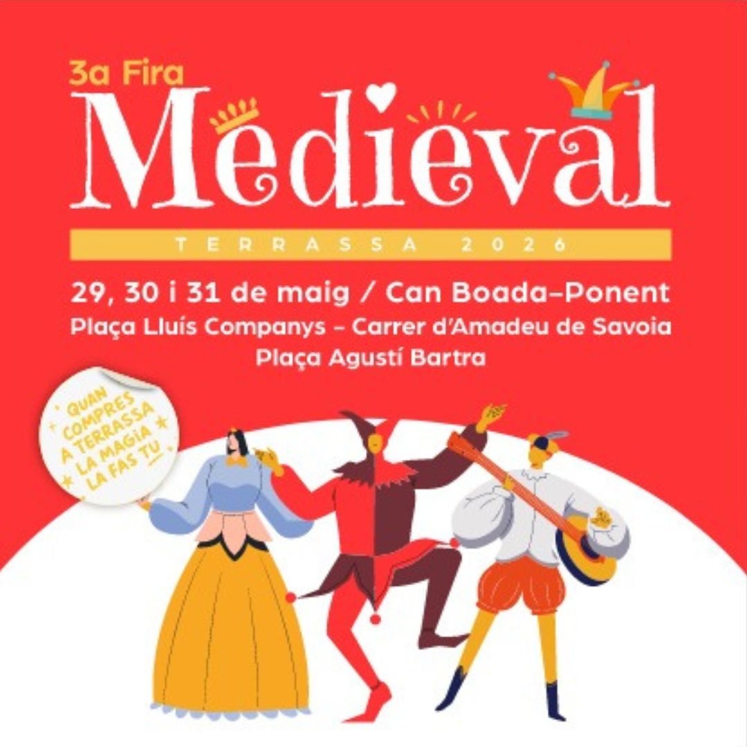 ajterrassa's tweet photo. 🏰 Torna la #FiraMedieval de Can Boada - Ponent!
📅29, 30 i 31 de maig
🎭Espectacles, tallers, artesania i gastronomia
🛍️Impuls al comerç local
✨Tres dies per gaudir de l’ambient medieval a Terrassa! 
https://t.co/QSzpGz3L9F https://t.co/4W5mAwu8N0