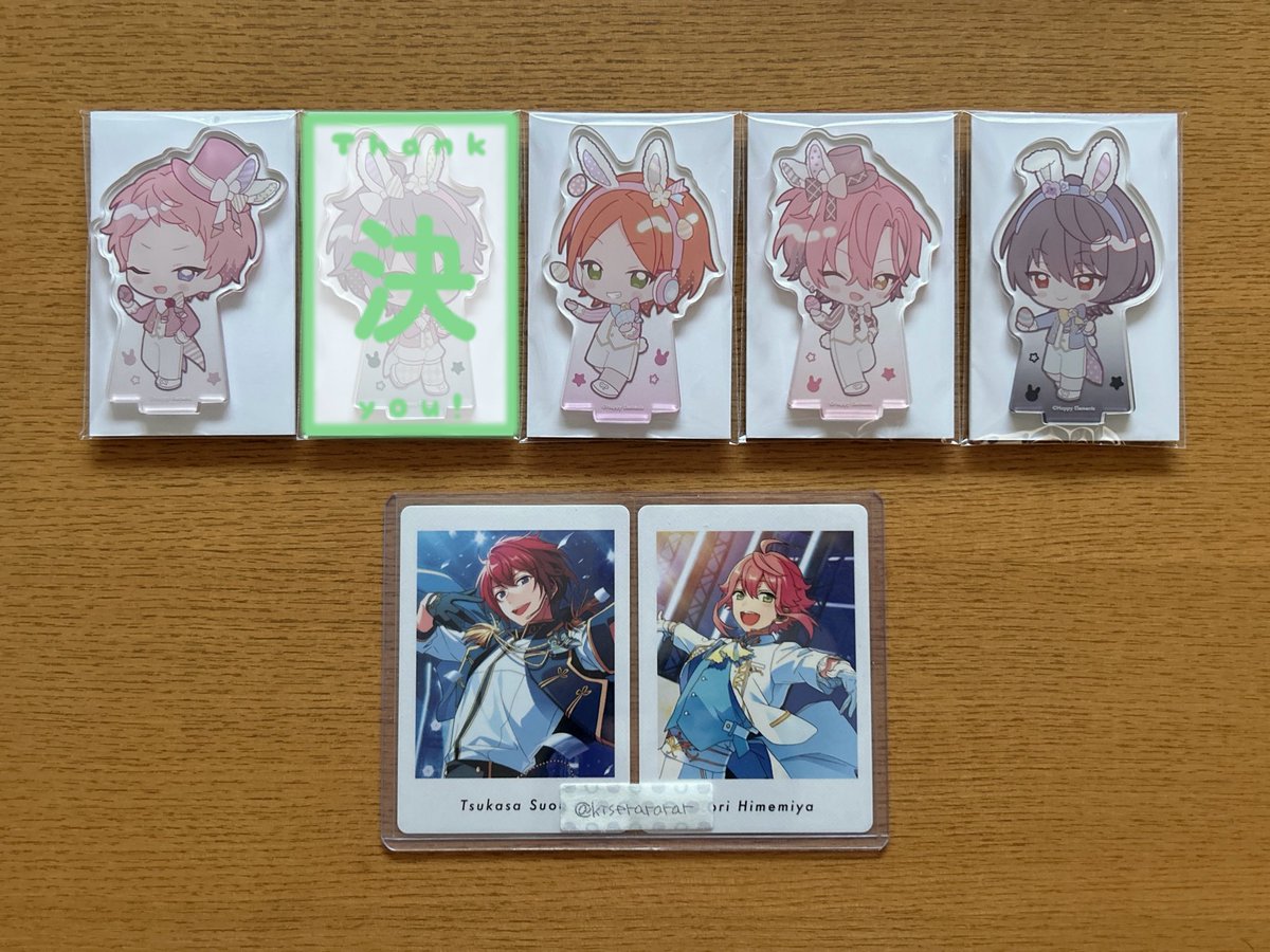 kiserararar's tweet photo. 【交換】あんスタ アニカフェ アクスタ

譲：宗 ひなた ☆舞珠 ☆凛月

求：桃李 ☆チトセ(各1)

郵送希望
☆は記号同士もしくは2点纏めての交換のみ。
検索からでもお気軽にお声がけください。 https://t.co/HhbXm6Smtb