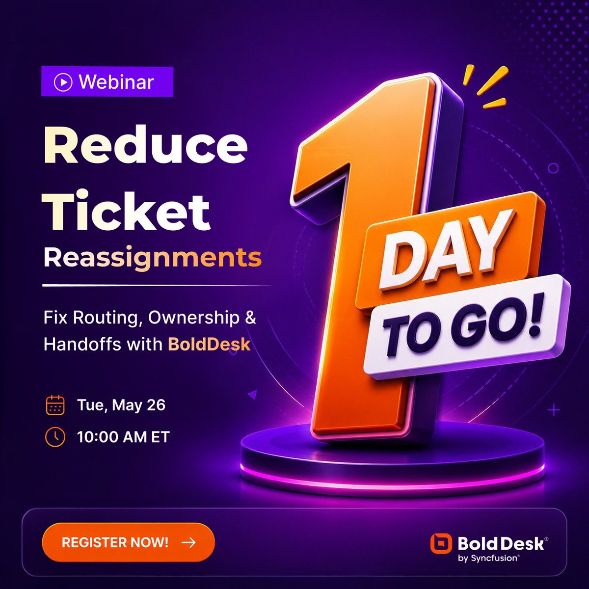 BoldDesk's tweet photo. ⏳ 1 day to go!

Stop reduce ticket reassignment
Learn how to fix routing, ownership &amp; handoffs with BoldDesk.

📅 May 26
      10 AM ET

Register now👉 https://t.co/1ofg7LtdkZ

#Helpdesk #SaaS #CustomerExperience #SupportOps #BoldDesk https://t.co/1uc9cETAMF
