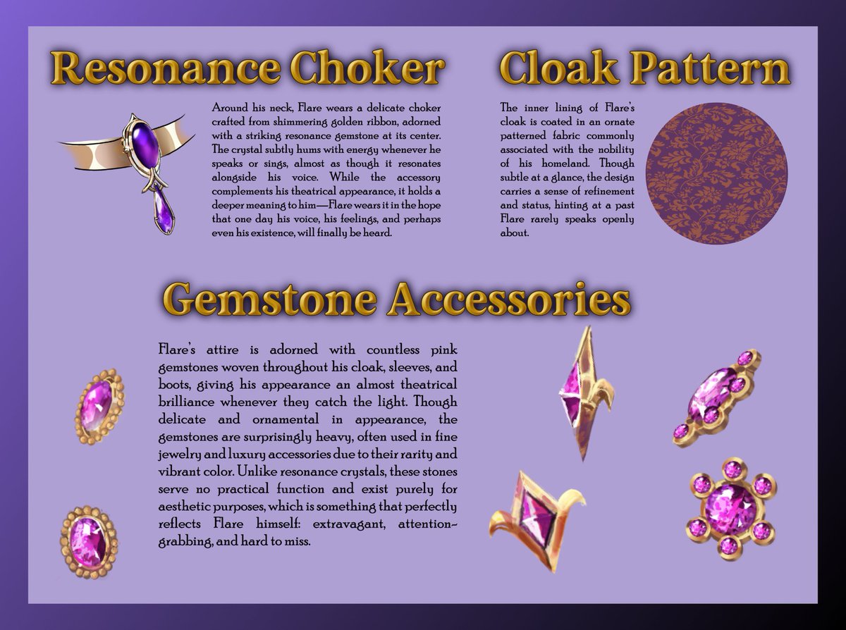 OmnihilMedia's tweet photo. Flare has appreciation for all things extravagant. Glittering gemstones, ornate fabrics. if it shines, it’s already caught his attention. Take a look at some of the intricacies featured in his design! 💎

#vndev | #visualnovel | #indiegame | #gamedev | #characterdesign | #bl https://t.co/F5IHTyZ2cV