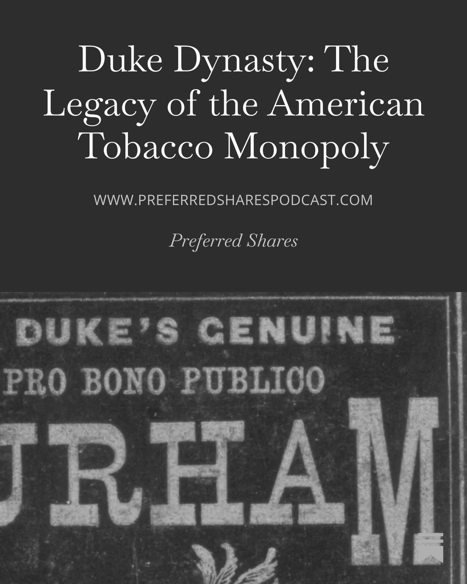 tobacco monopoly This was a tour de force by @DevinLaSarre going through the long &  fascinating history of Washington Duke and what became the tobacco monopoly  in the United States