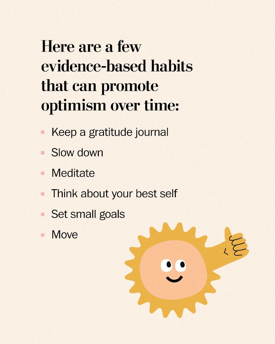 washingtonpost's tweet photo. A growing body of research suggests that optimism may protect the heart — both biologically and by promoting healthier habits.

Even if you’re not a natural optimist, there are habits you can develop to handle stress and feel more hopeful about life: https://t.co/DvhmfcmaPF https://t.co/5Pi7pXm7Qm