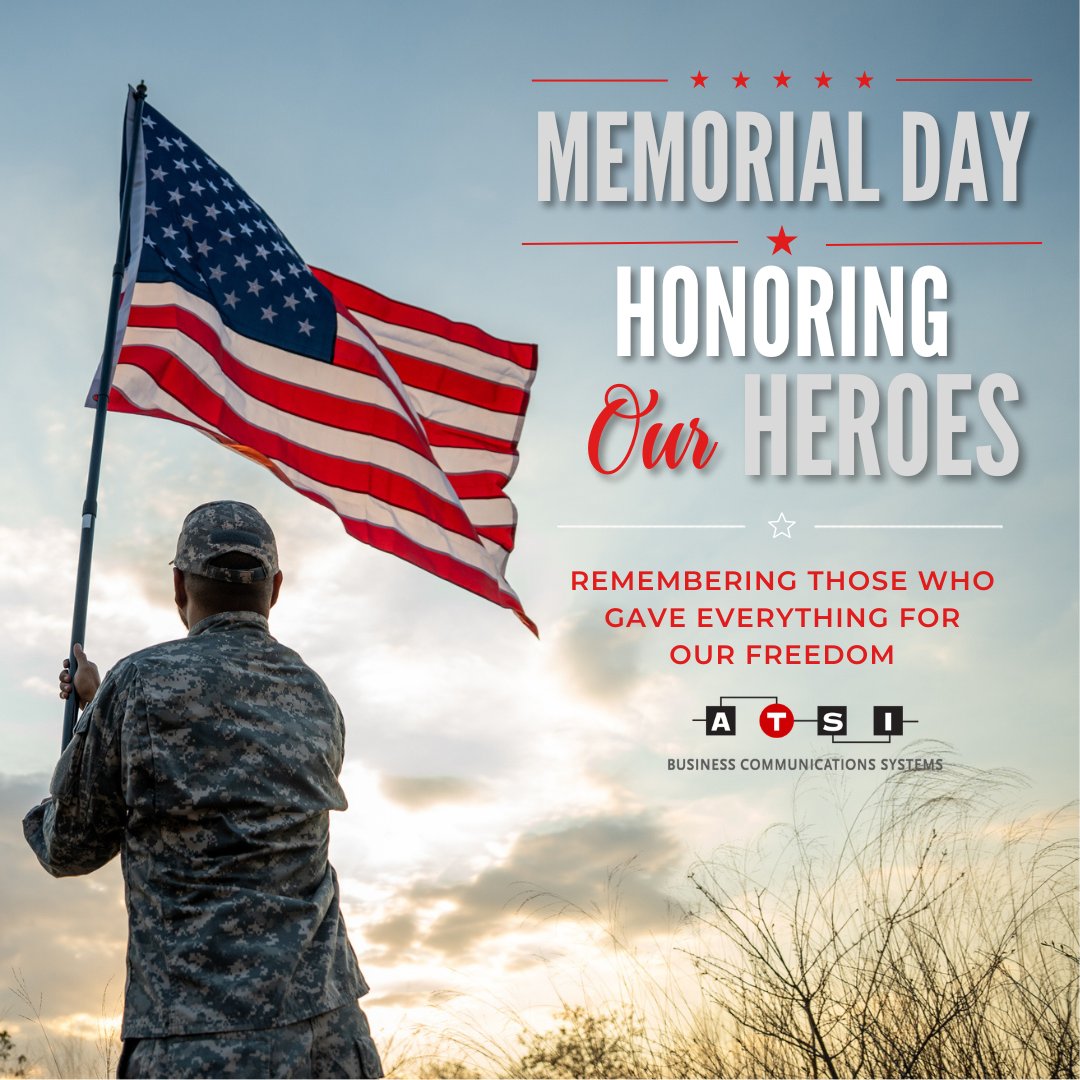ATSIHouston's tweet photo. Freedom has a story written by the courage and sacrifice of heroes who answered the call to serve. 🇺🇸

Today, we honor and remember those who gave everything for our country and our freedom. ❤️💙

#MemorialDay #HonorOurHeroes #ATSI https://t.co/K3O8wCGGXe