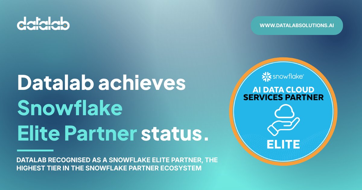 DatalabSolution's tweet photo. Rare post. Good reason.
Datalab is now a Snowflake Elite Partner.

https://t.co/4SLntSTv6P

#Snowflake #SnowflakeElite #AIDataCloud #SnowflakePartner #SouthAfrica #News https://t.co/zk0Mkz0tIg