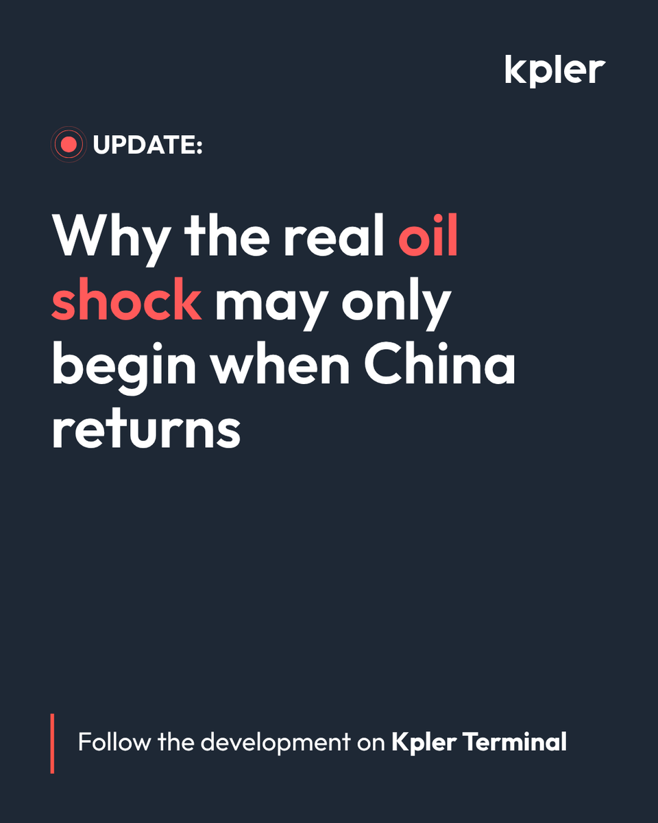 Kpler's tweet photo. Why the real oil shock may begin when China returns

Global #oil markets have avoided a sustained price spike despite the loss of significant Middle Eastern supply. A major reason is China’s absence from the crude market. Chinese refiners have sharply reduced imports amid weak margins, slowing domestic demand and elevated prices, helping ease pressure on global balances. But inventories are now drawing lower, independent refiners are cutting runs, and state owned refiners may soon need to return to the market. If Chinese buying resumes alongside peak summer demand in Europe and the US, today’s uneasy equilibrium could quickly give way to a much tighter oil market.

Stay ahead of the market with #Kpler Insight: https://t.co/5qoPXphppq
