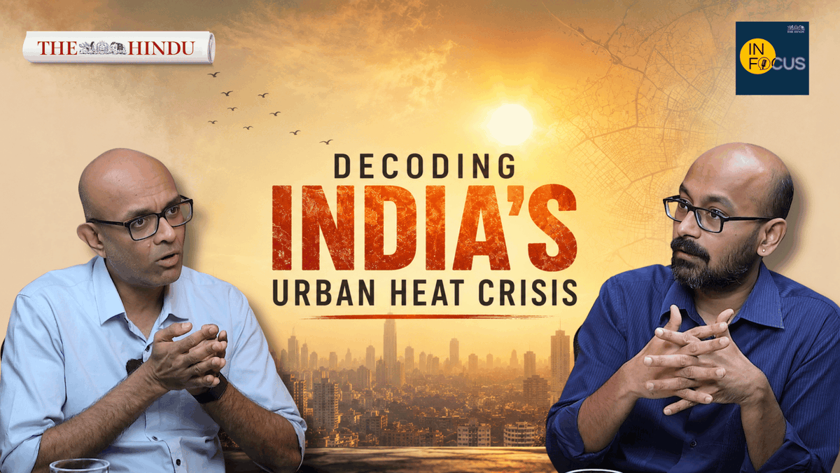 the_hindu's tweet photo. India is witnessing extreme heat, with nearly 95 of the world’s 100 hottest places recently located in the country. In a conversation with host @samzsays, environmental expert @KaygeeAtWork  of CEEW explains how climate change, rapid urbanisation and concrete-heavy development are intensifying heat stress and making Indian cities hotter than ever. 

🎙️Watch the full episode of the In Focus podcast here: https://t.co/MgUQd3tHD4