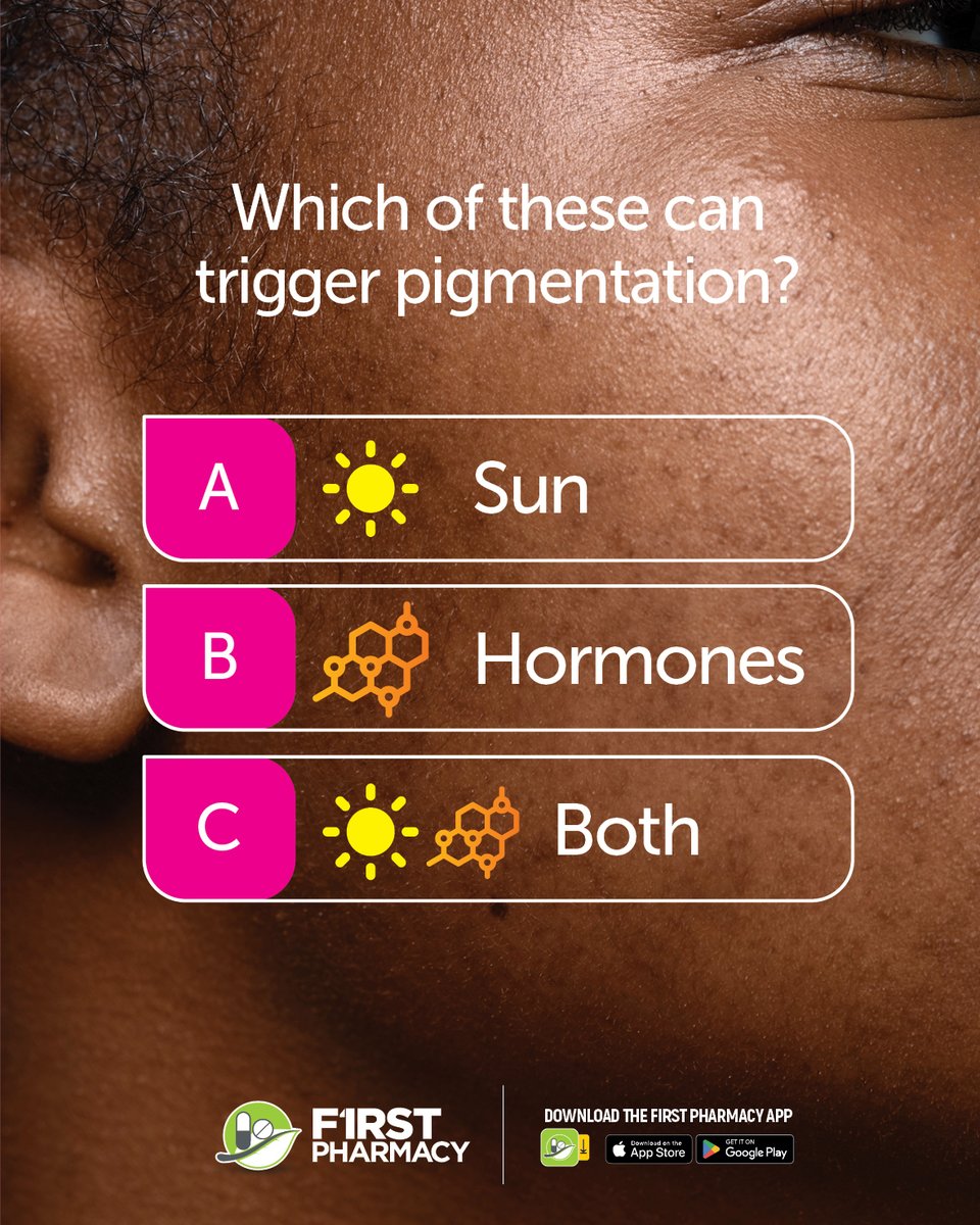 FirstPharmacy_'s tweet photo. Sun + hormones can trigger pigmentation &amp; dark spots 👀

That’s why sunscreen + good skincare = the perfect combo ✨

Got skin questions? Reach us via the First Pharmacy app 💚

#SkincareTips #FirstPharmacyCares #Skincare https://t.co/qMwzcY7edG