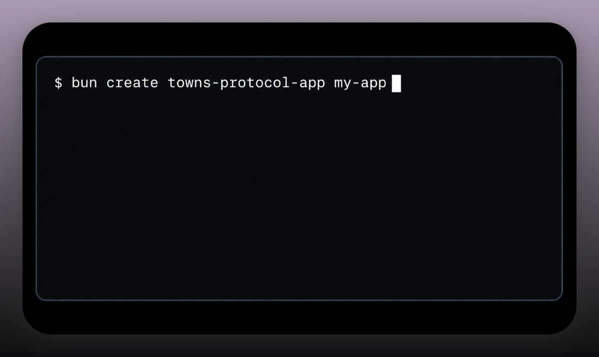 TownsProtocol's tweet photo. bun create towns-protocol-app my-app

that's it

that's all you need to start building on Towns Protocol https://t.co/3DuIfhjqQN