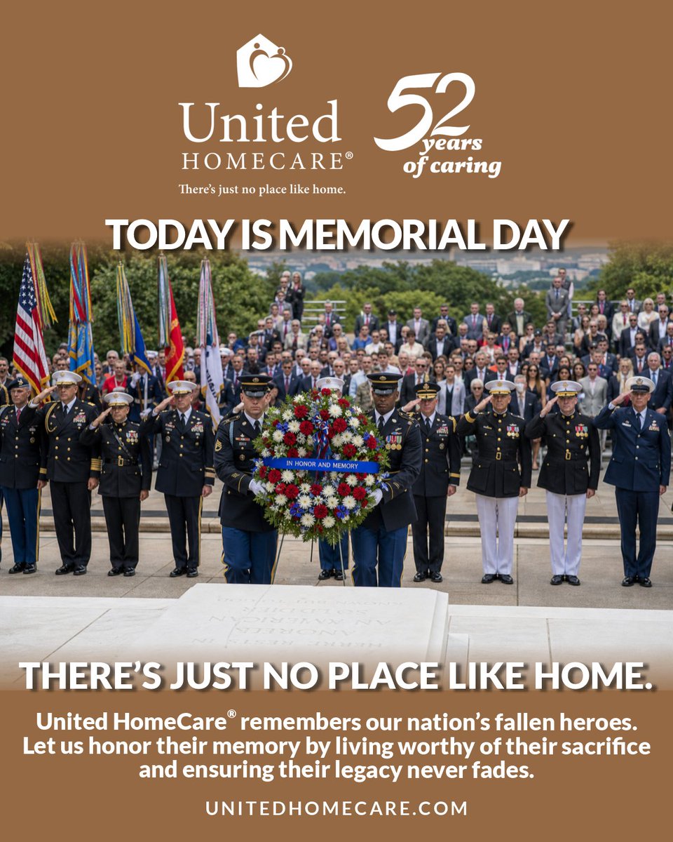 UnitedHomeCare1's tweet photo. This Memorial Day, United HomeCare® honors the brave men and women who gave their lives in service to our country.

We remember their sacrifice with gratitude and extend our support to the families and veterans who carry their legacy forward.

https://t.co/tvVaj8A1O2
305.716.0710

#MemorialDay #UnitedHomeCare #HonorTheFallen #NeverForget #VeteransSupport #Gratitude