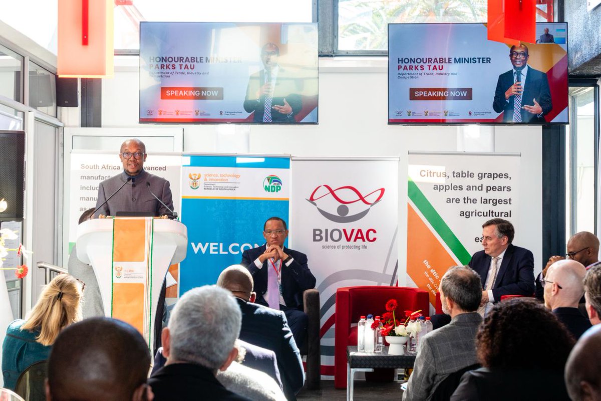 the_dtic's tweet photo. The expansion of the Biovac end-to-end vaccine manufacturing facility sends a powerful signal to the world: that Africa is increasingly becoming a producer, innovator, and strategic partner in global healthcare manufacturing- Minister Tau. @biovac_inst #InvestSA https://t.co/tkp0ZkvfsL