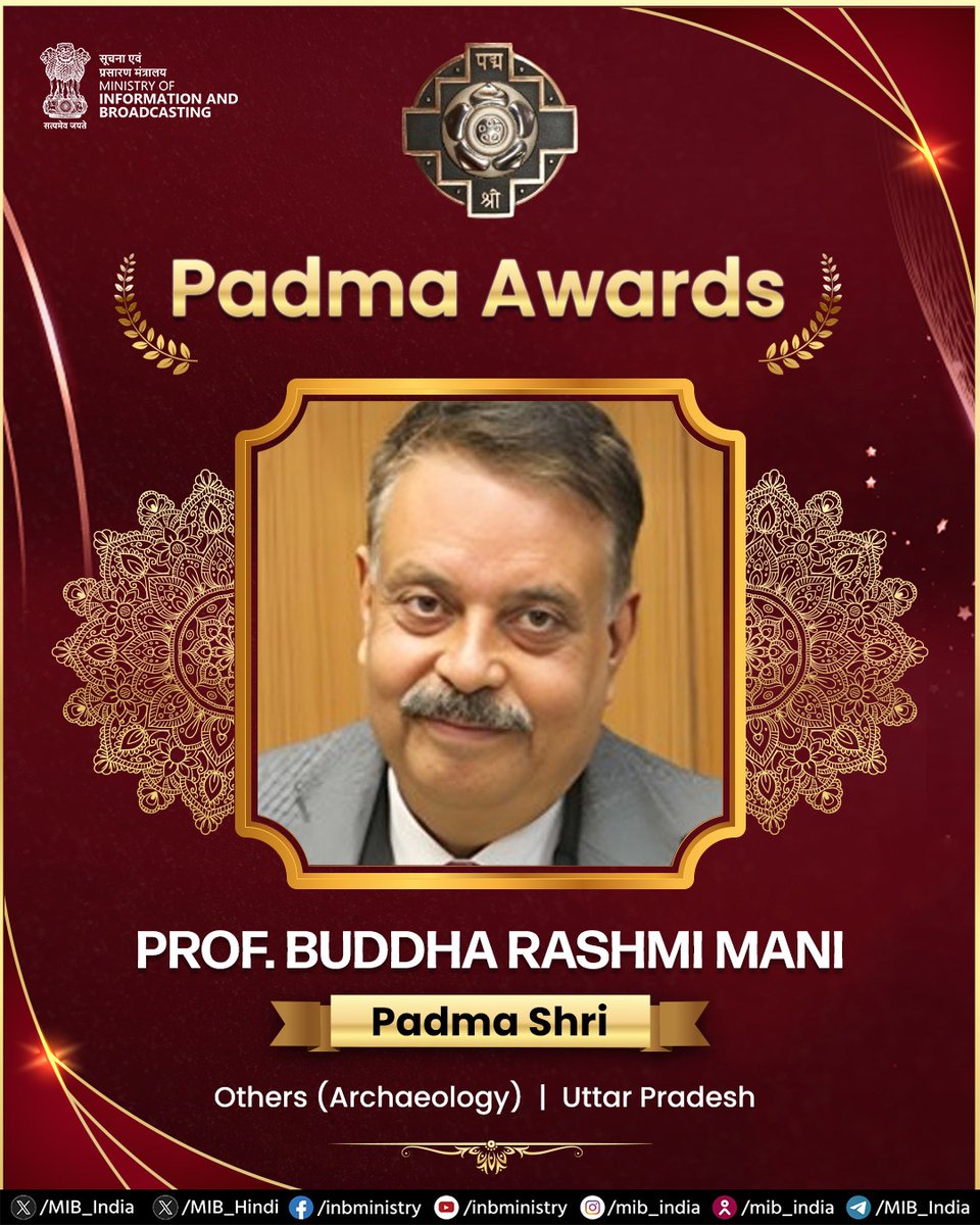ddnewsSrinagar's tweet photo. #PadmaAwards2026
🏅Padma Shri

✨ Prof. Buddha Rashmi Mani
✨ Nilesh Vinodchandra Mandlewala  
✨ Dr. Mahendra Kumar Mishra  
✨ Tripti Mukherjee  
 
#PadmaAwards #PeoplesPadma #PeoplesPadma2026 #PadmaShri https://t.co/gmBklxOYl1